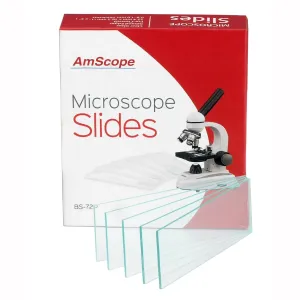 AmScope 72 Pre-Cleaned Blank Microscope Slides With Ground Edges