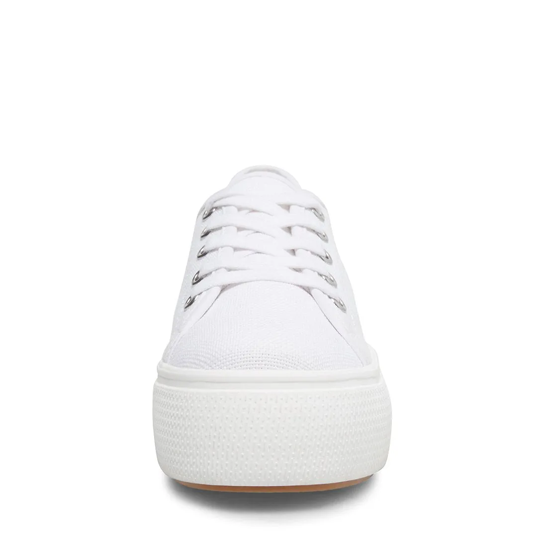 Steve Madden Elore White Vulcanized Flatform Milsole Lace-up  Round Toe Sneakers